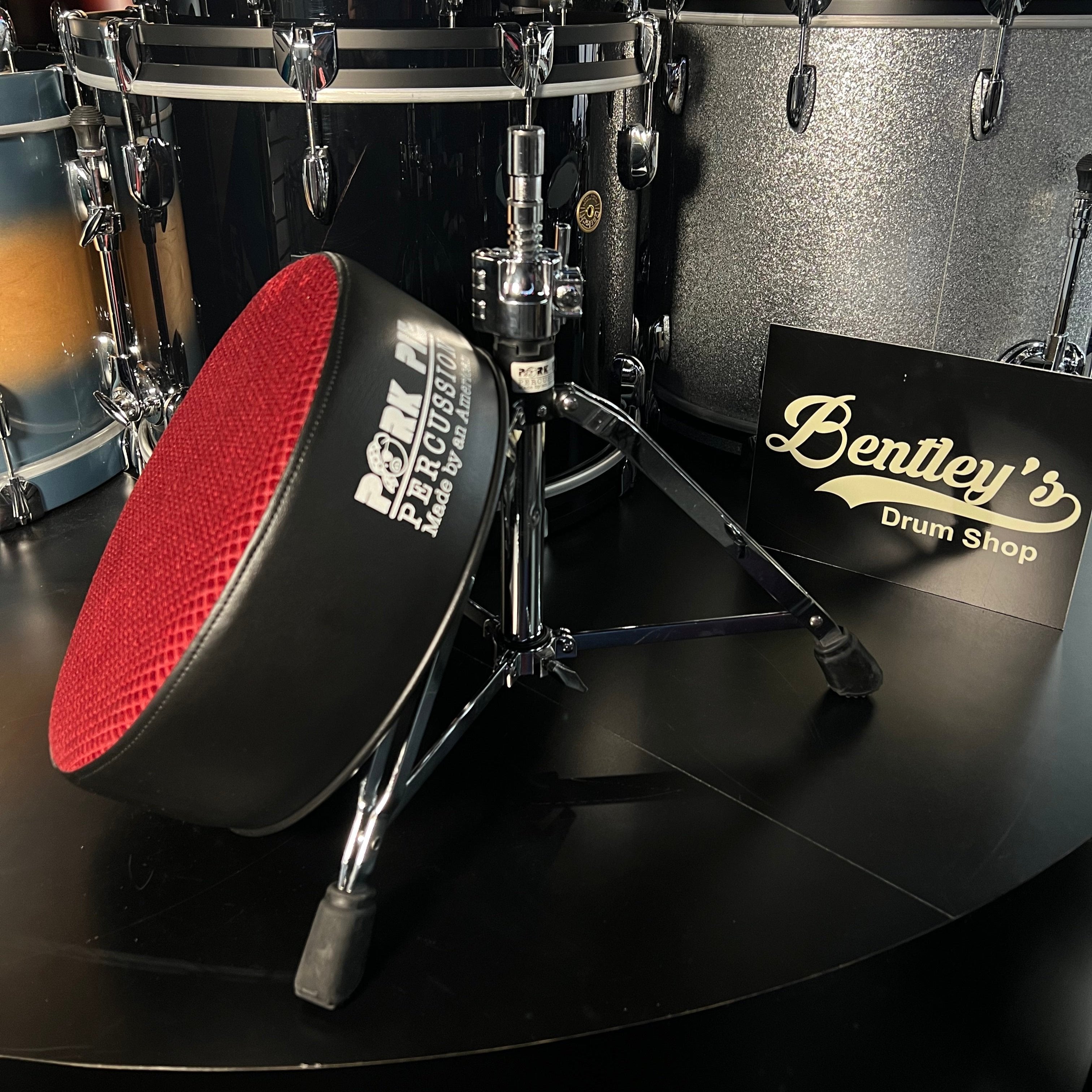 Pork Pie Round Drum Throne in Red Honeycomb Top w/ Black Side